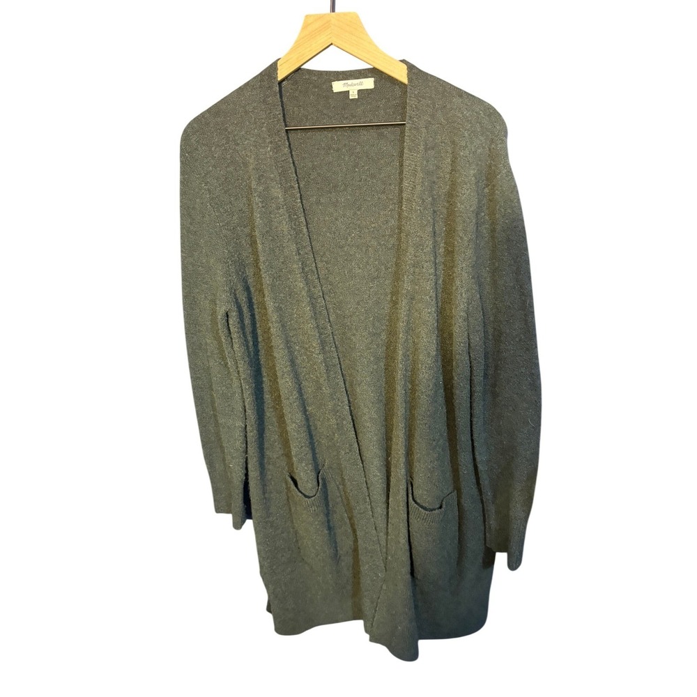 Madewell Kent Cardigan Sweater Womens Small Green Merino Wool Alpaca Open Front